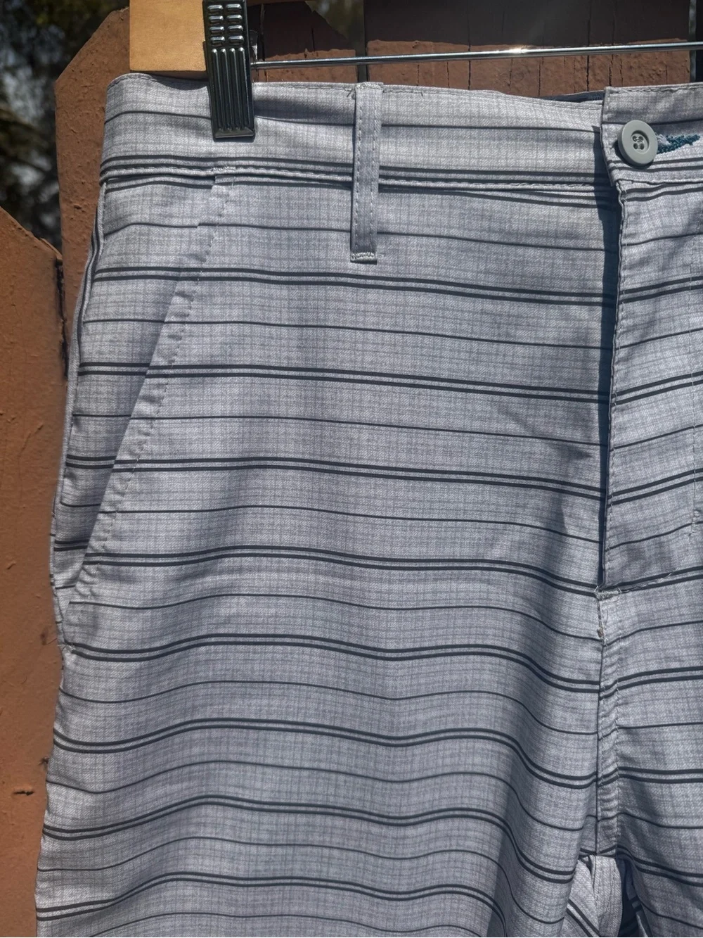 Men's Light Gray Striped Swim Shorts